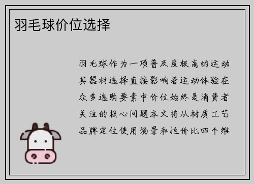 羽毛球价位选择
